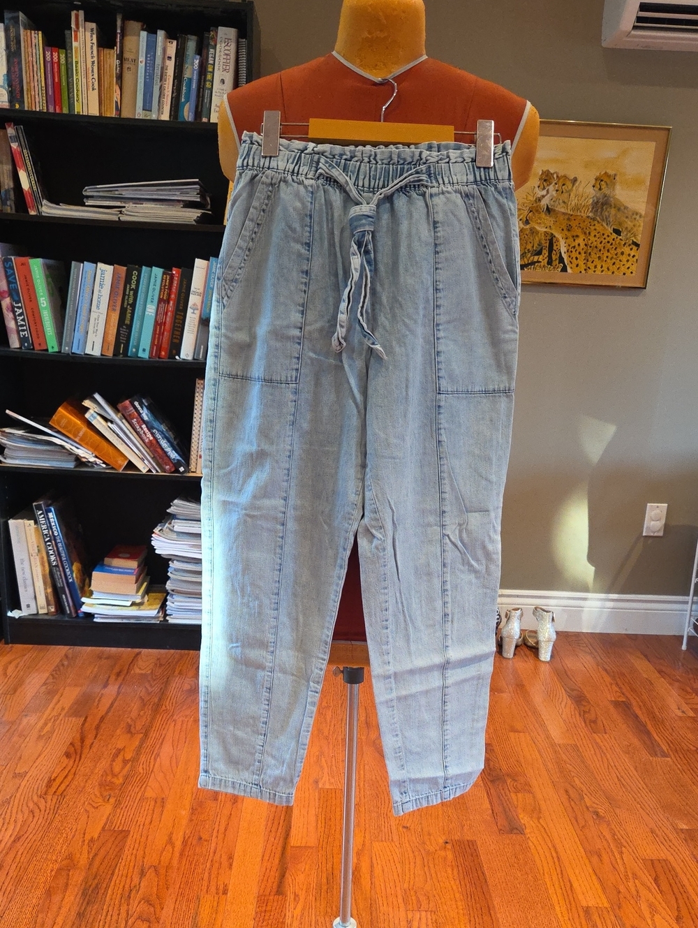 aerie Light Blue Drawstring Relaxed Jeans